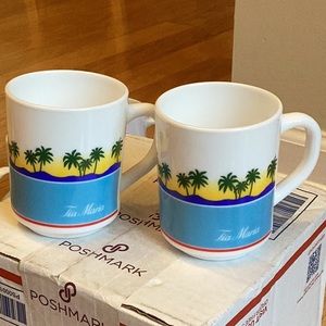 Beach scene Tia Maria coffee cup in beautiful bright colors.  Fun for coffee